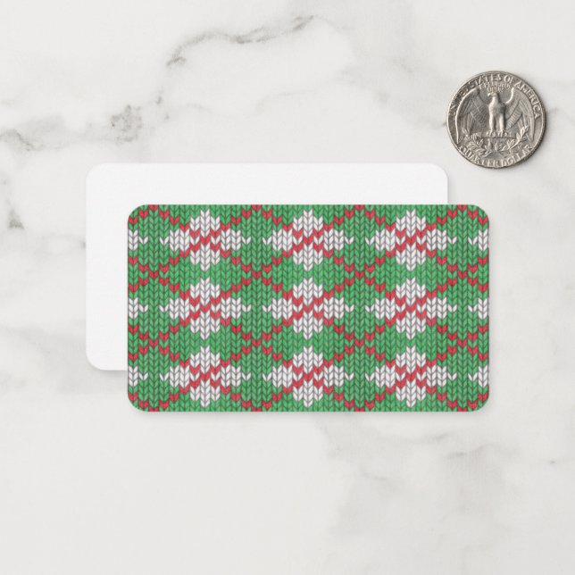 XMAS ARGYLE KNIT 3.5x2 Flat Note Card  (Front/Back In Situ)