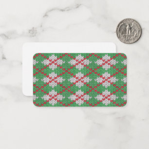 XMAS ARGYLE KNIT 3.5x2 Flat Note Card