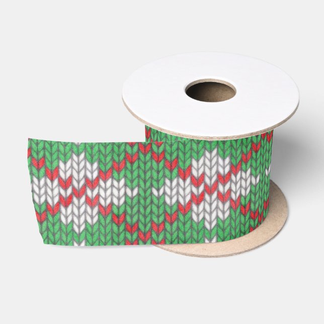 XMAS ARGYLE KNIT 3" Wide Satin Ribbon (Spool)