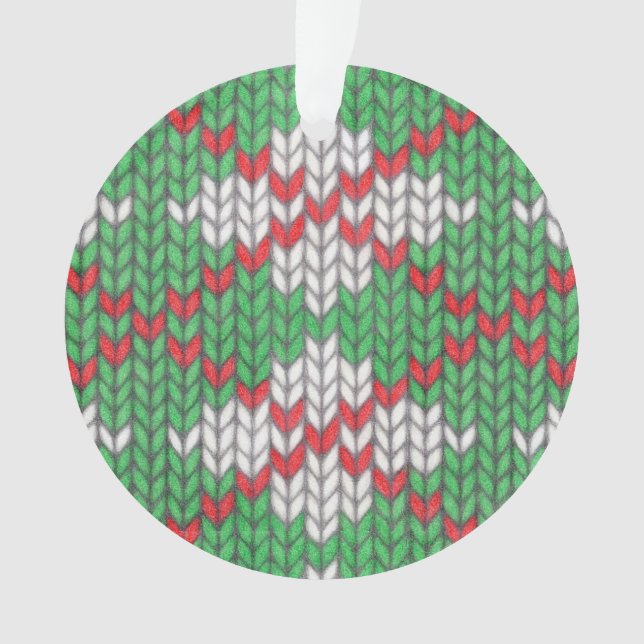 XMAS ARGYLE KNIT Acrylic Circle Ornament  (Front)