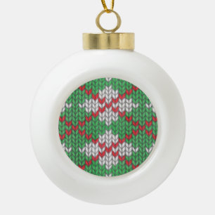 XMAS ARGYLE KNIT Ceramic Ball Ornament