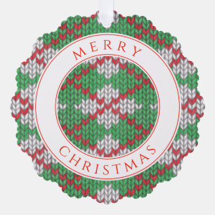 XMAS ARGYLE KNIT Scalloped Paper Ornament 