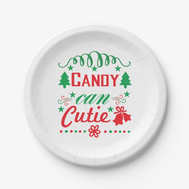 Xmas Art Candy Can Cutie Paper Plate (Front)