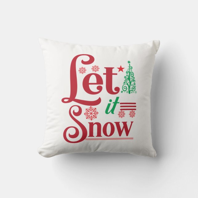 Xmas Art Let Is Snow Cushion (Front)
