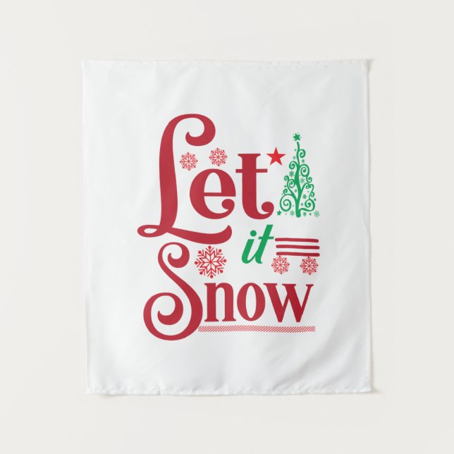 Xmas Art Let Is Snow Tapestry (Front)