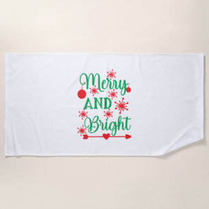 Xmas Art Merry And Bright Beach Towel