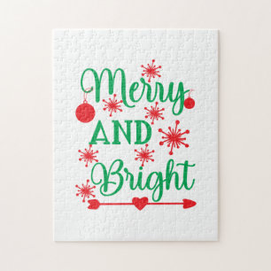 Xmas Art Merry And Bright Jigsaw Puzzle