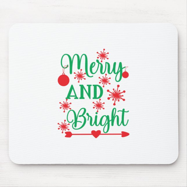 Xmas Art Merry And Bright Mouse Pad (Front)