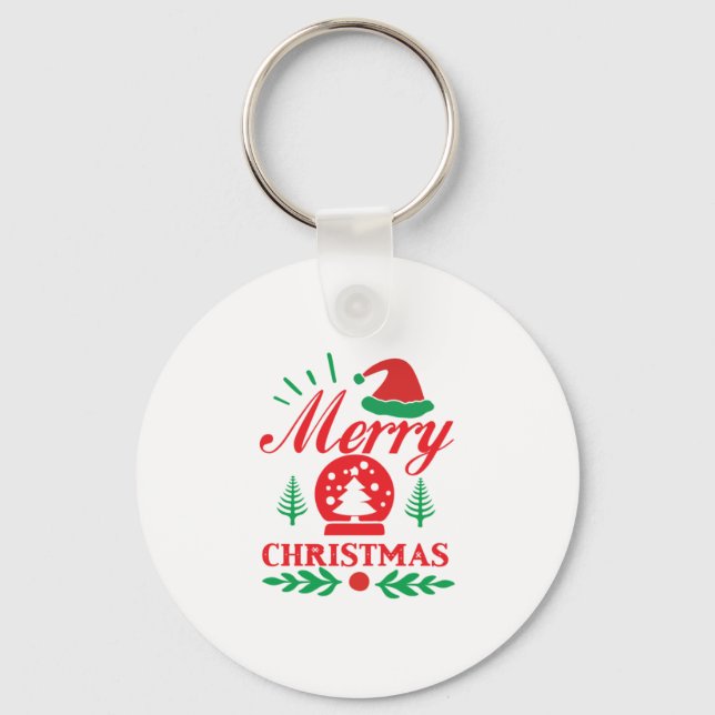 Xmas Art Merry Christmas Key Ring (Front)