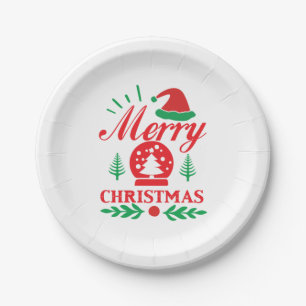 Xmas Art Merry Christmas Paper Plate