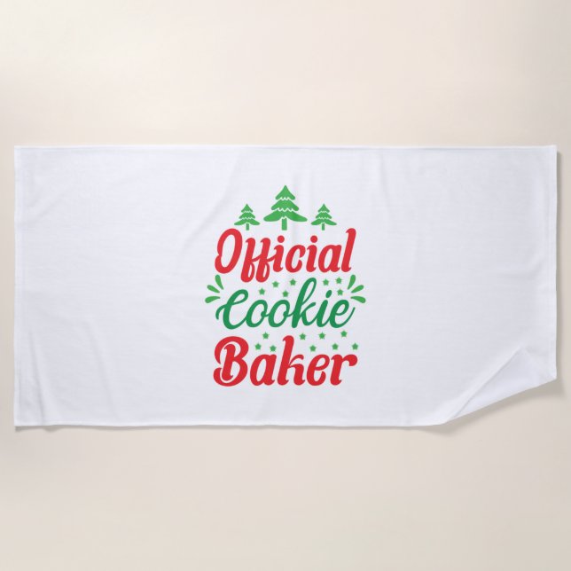 Xmas Art Official Cookie Baker Beach Towel (Front)
