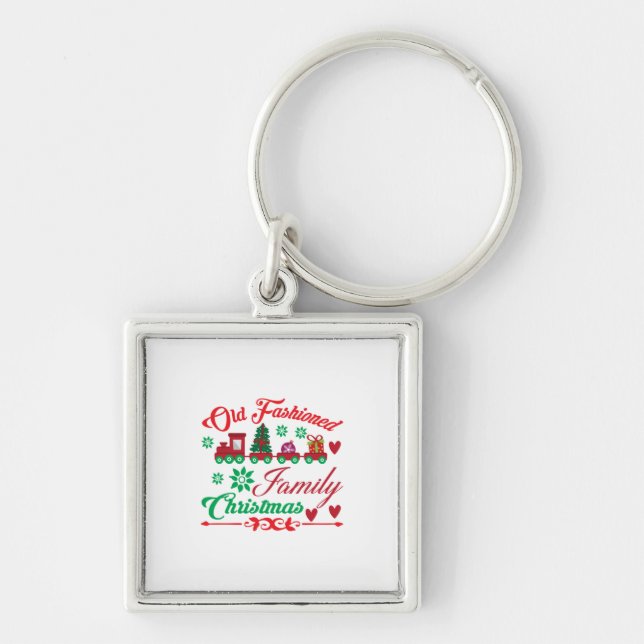 Xmas Art Old Fashioned Family Christmas Key Ring (Front)