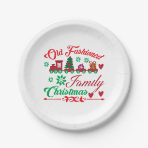 Xmas Art Old Fashioned Family Christmas Paper Plate