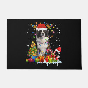 Xmas Australian Shepherd Christmas Lights Santa Re Doormat