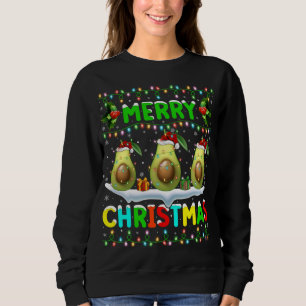 Xmas Avocado Lighting Santa Hat Merry Christmas Av Sweatshirt