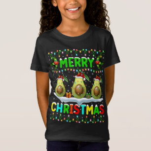 Xmas Avocado Lighting Santa Hat Merry Christmas Av T-Shirt