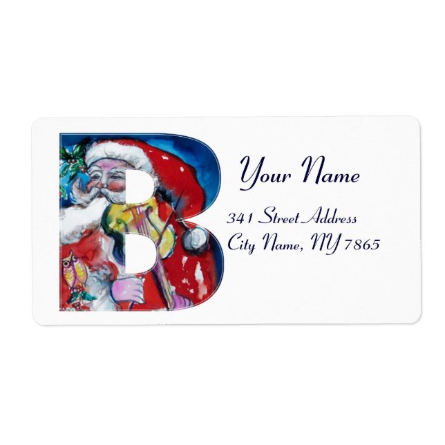 XMAS B LETTER /SANTA  CLAUS WITH VIOLIN MONOGRAM (Front)