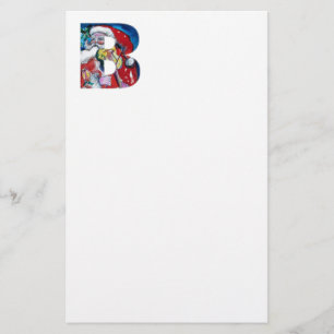 XMAS B LETTER /SANTA  CLAUS WITH VIOLIN MONOGRAM STATIONERY