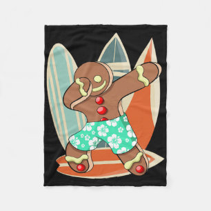 Xmas Beach Boy Dabbing Gingerbread Man Christmas I Fleece Blanket