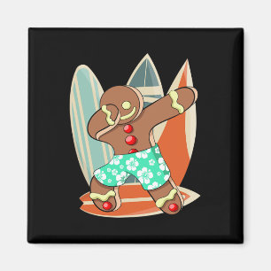 Xmas Beach Boy Dabbing Gingerbread Man Christmas I Magnet