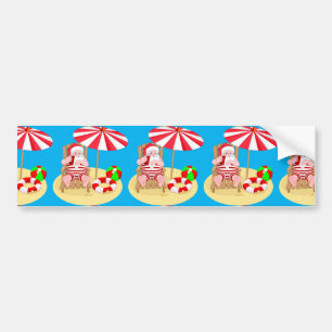 xmas beach santa claus bumper sticker