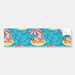 xmas beach santa claus bumper sticker