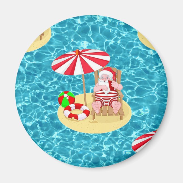 xmas beach santa claus magnet (Front)