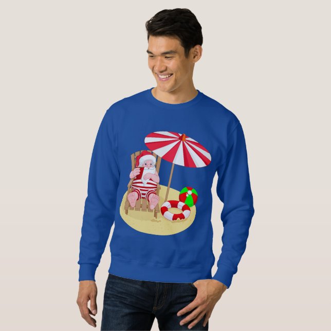 xmas beach santa claus mens sweatshirt (Front Full)