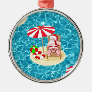 xmas beach santa claus metal tree decoration