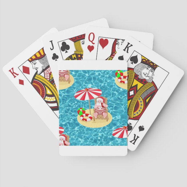 xmas beach santa claus playing cards (Back)