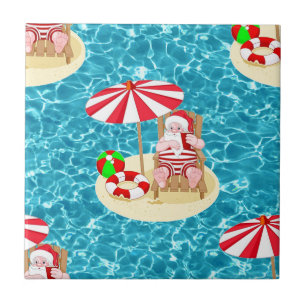 xmas beach santa claus tile