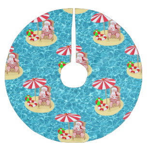 xmas beach santa claus tree skirt
