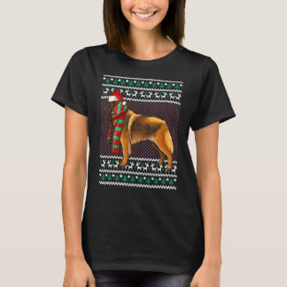 Xmas Belgian Tervuren Dog Santa Hat Ugly Christmas T-Shirt