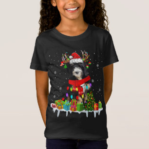 Xmas Bernedoodle Christmas Lights Santa Reindeer D T-Shirt