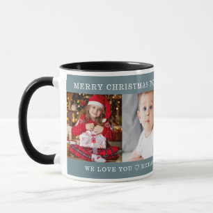 Xmas Best Grandpa Custom Photo Gift Black Mug