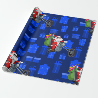 xmas biker santa claus wrapping paper