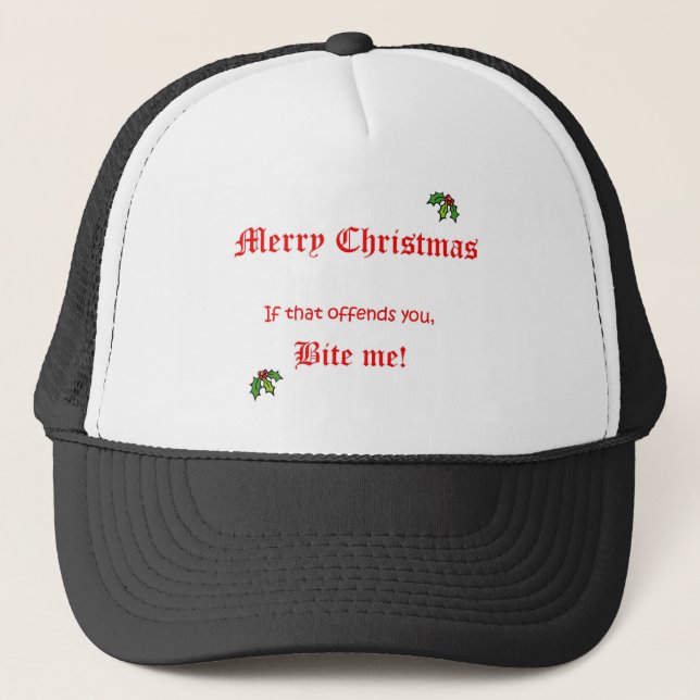 Xmas Bite Me Trucker Hat (Front)