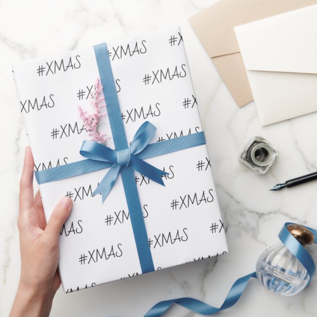 XMAS Black and White Trendy Personalised Wrapping Paper (Gifting)