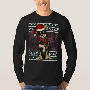 Xmas Black Chihuahua Dog Santa Hat T-Shirt
