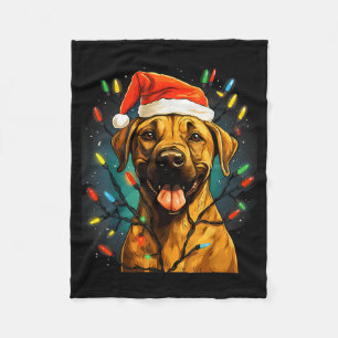 Xmas Black Mouth Cur Dog Tangled Christmas Lights  Fleece Blanket