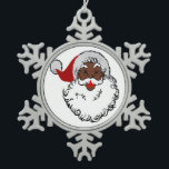 xmas black santa claus snowflake pewter christmas ornament<br><div class="desc">"xmas black santa claus ", "AFRICAN SANTA claus", "black santa sweater", "African American santa", "AFRICAN SANTA", " african american santa claus", " black santa", " Black Santa Claus" , Kwanzaa "african christmas"</div>
