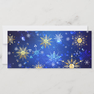 XMAS Blue Background with Golden Snowflakes