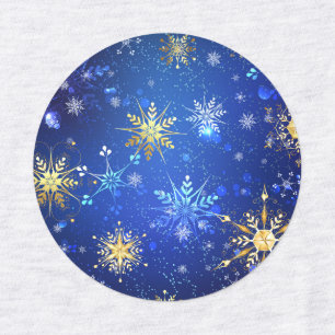 XMAS Blue Background with Golden Snowflakes