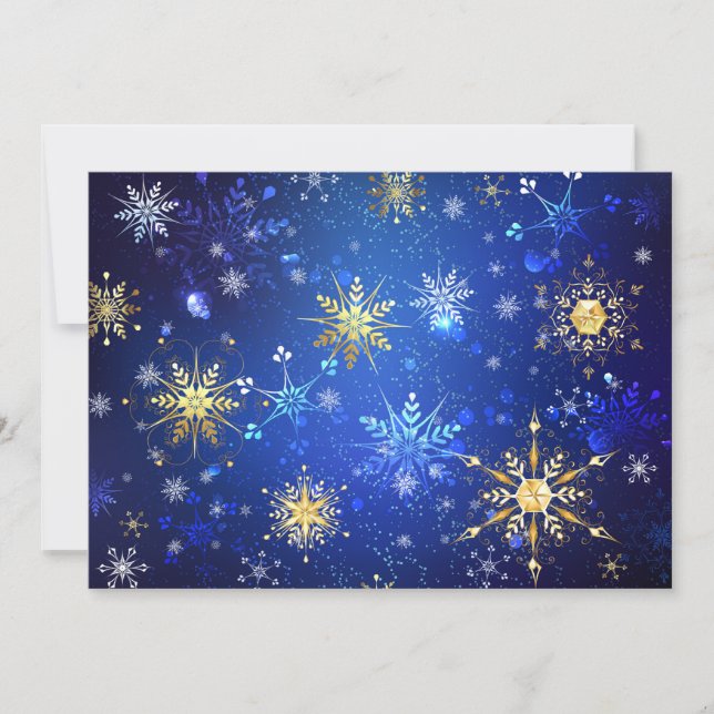 XMAS Blue Background with Golden Snowflakes (Front)