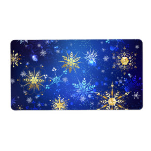 XMAS Blue Background with Golden Snowflakes
