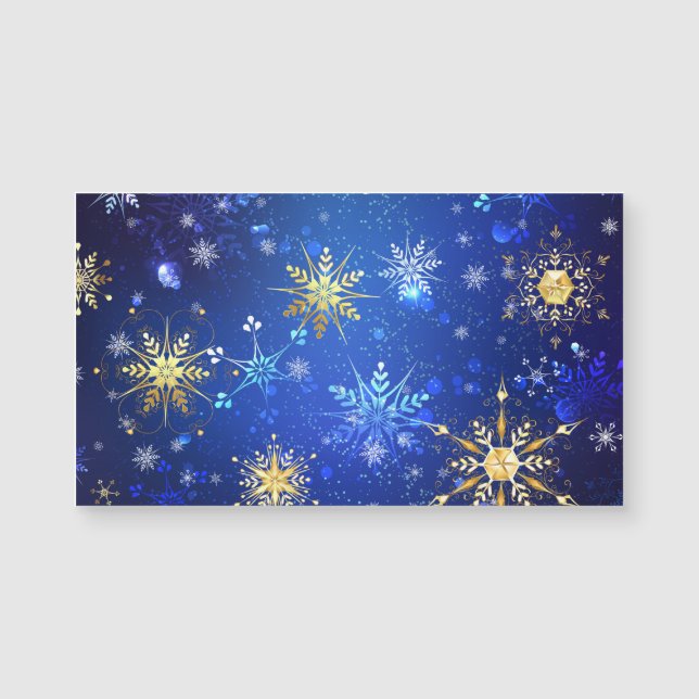 XMAS Blue Background with Golden Snowflakes (Front)