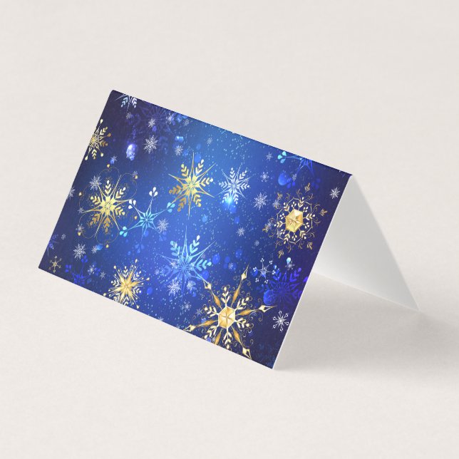 XMAS Blue Background with Golden Snowflakes (Front)