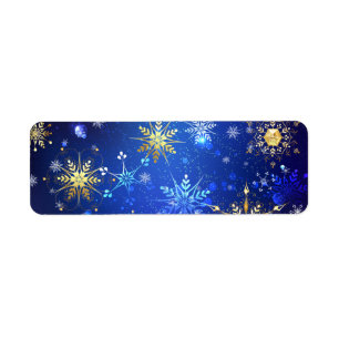 XMAS Blue Background with Golden Snowflakes