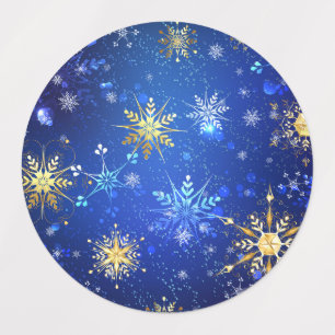 XMAS Blue Background with Golden Snowflakes