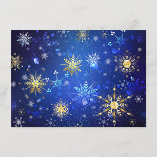 XMAS Blue Background with Golden Snowflakes Advice Card
